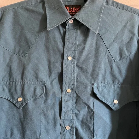 Men's Blue western snap button Dress Shirt - Picture 4 of 13